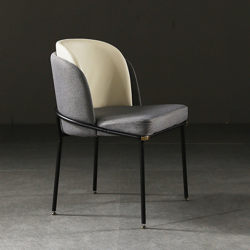 Vintage Leather Metal Dining Chair