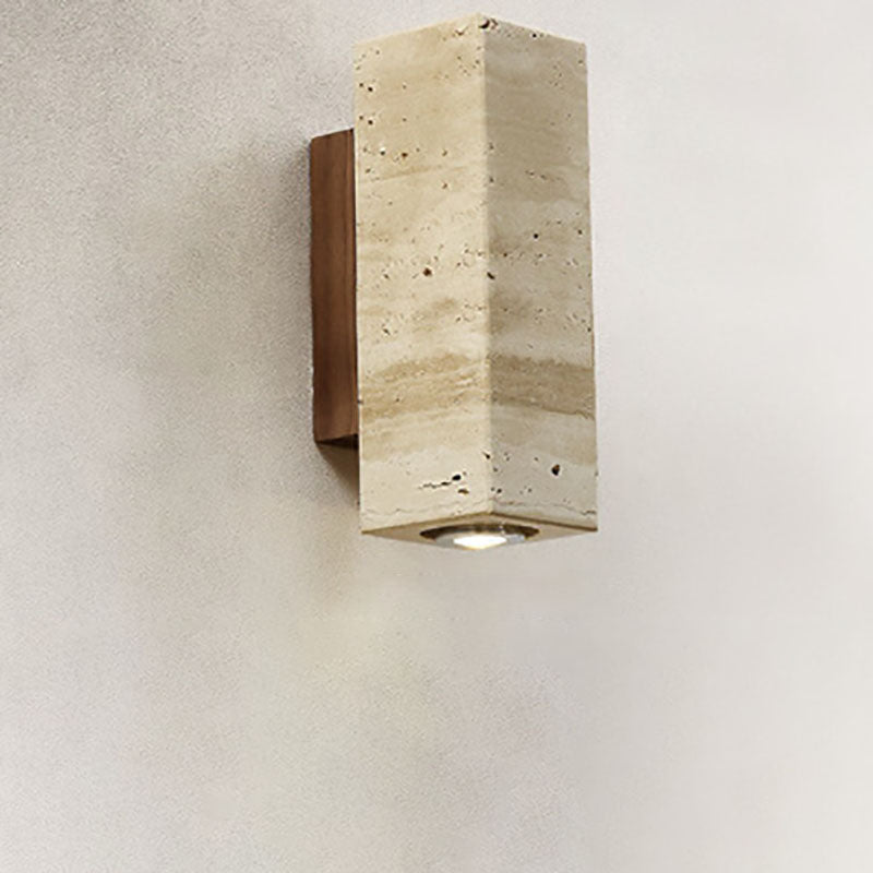 Japanese Wabi-Sabi Yellow Travertine Wall Sconce
