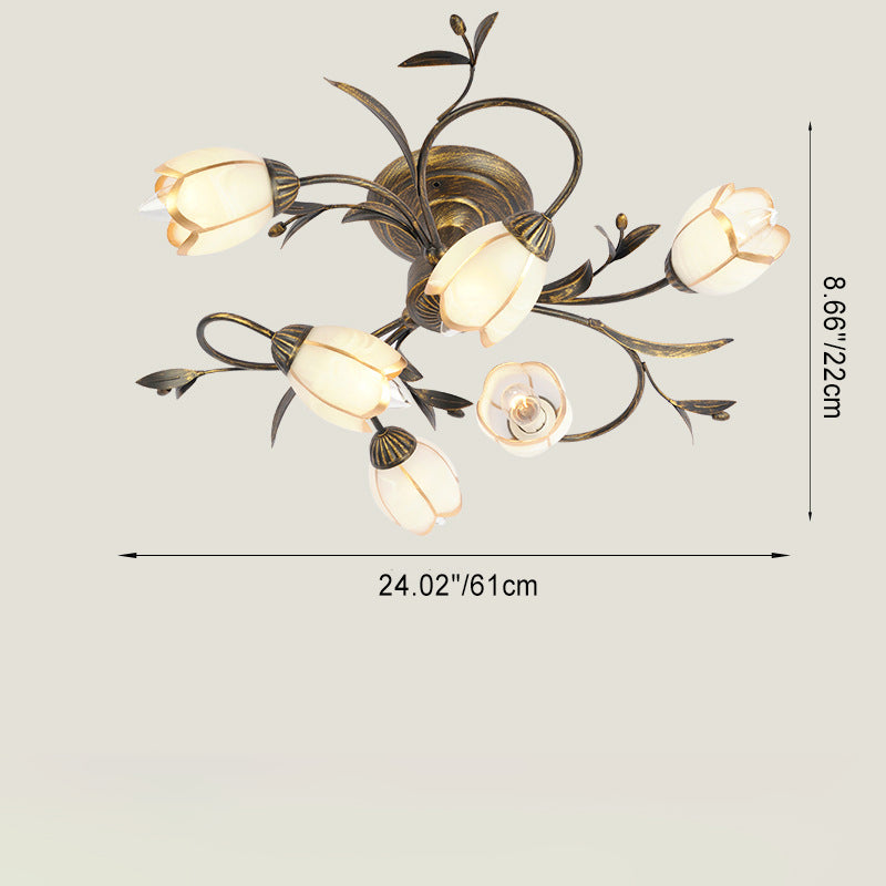 French Flower Iron 4/6/8/10/12-Light Ceiling Light — 8 / 110V-120V For US/CA