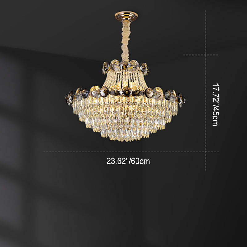 Half Round Ball Crystal Iron Chandelier — 11 / 110V-120V For US/CA