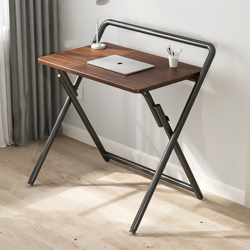 Minimalist Steel Wood Study Side Table — Walnut