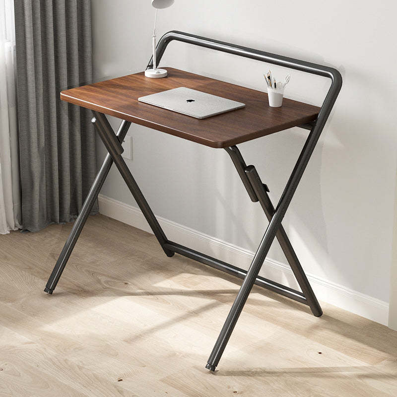 Minimalist Steel Wood Study Side Table — Walnut