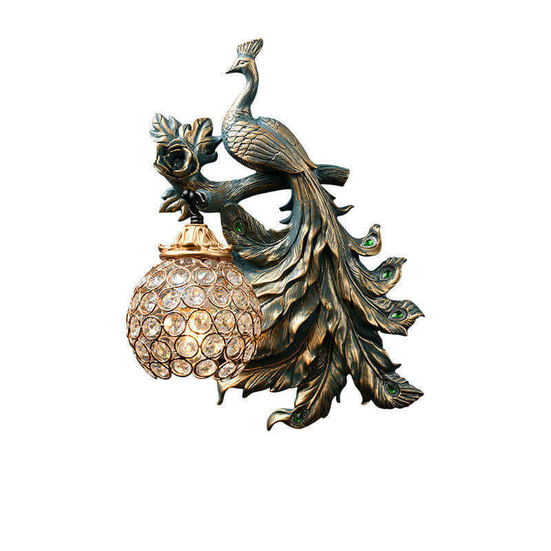 European Vintage Peacock Resin Sconce — Right / 110V-120V For US/CA