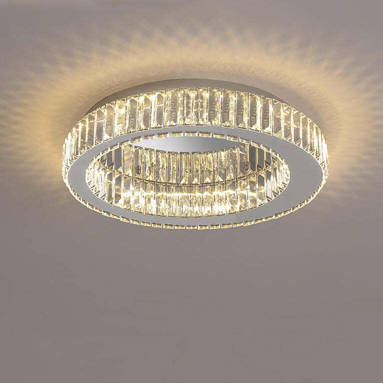 Modern Round Crystal LED Flush Mount Light — 220V-240V For UK/AU