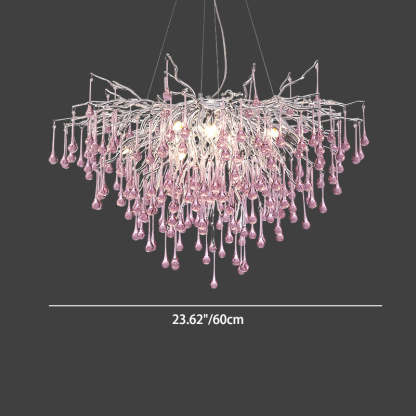 Modern Crystal Glass Aluminum Branch Water Drop Chandelier