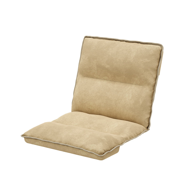 Rustic Suede Cotton Steel Foldable Chair — Wood Grain / Black with khaki cushion
