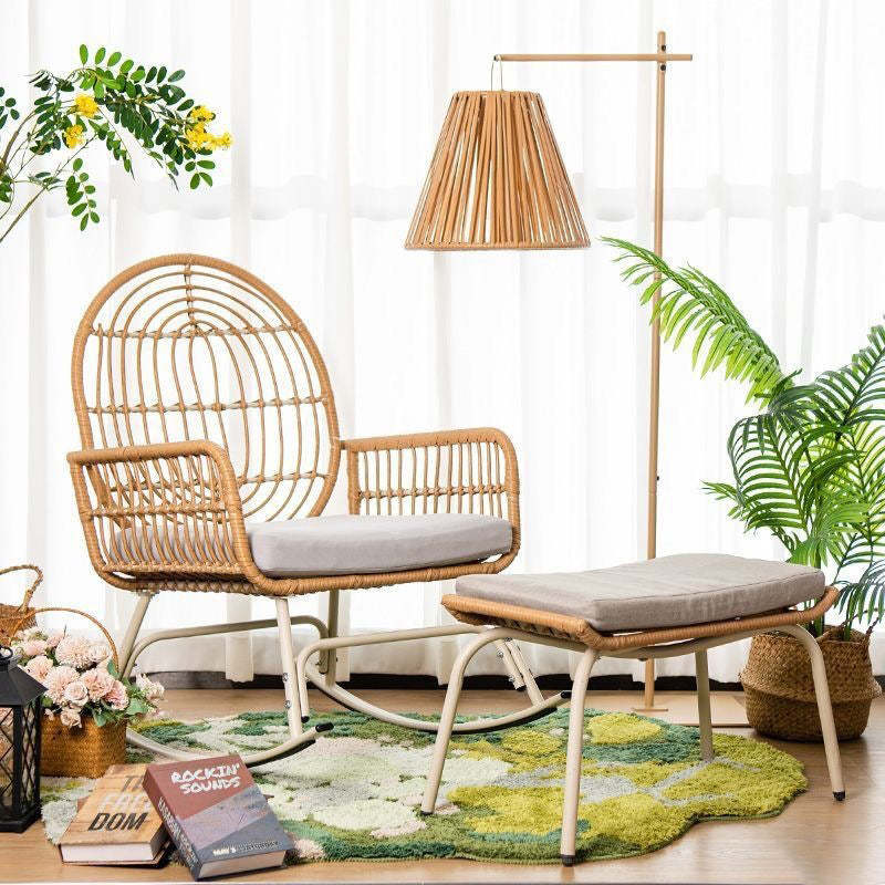 Chinese Rattan Steel Cushion Recliner