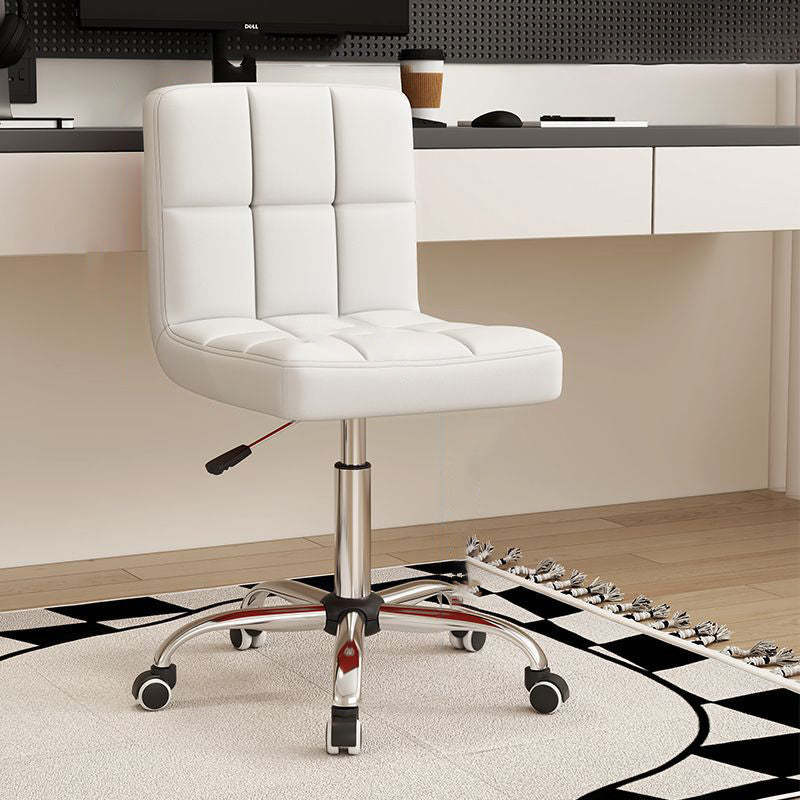 Modern Leather Steel Lattice Swivel Desk Chair — With Arm / White