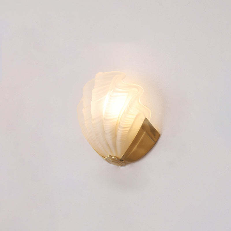Art Deco Shell Brass Glass Wall Sconce