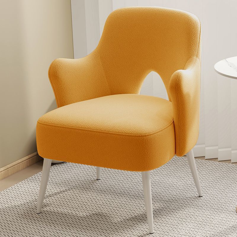 Minimalist Curved Wood Metal Accent Chair — Gold Legs - Green