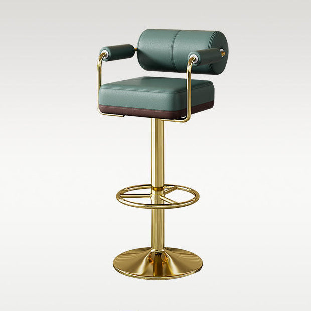 Modern Cylindrical Leather Metal Bar Stool