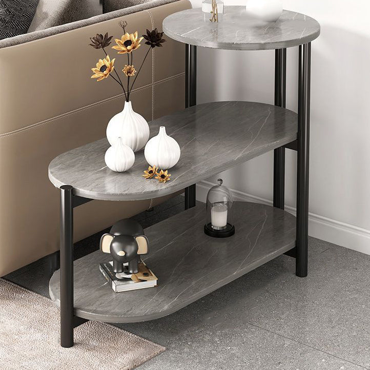 Minimalist Oval Iron 3-Tier End Table
