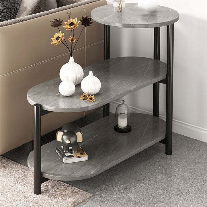 Minimalist Oval Iron 3-Tier End Table