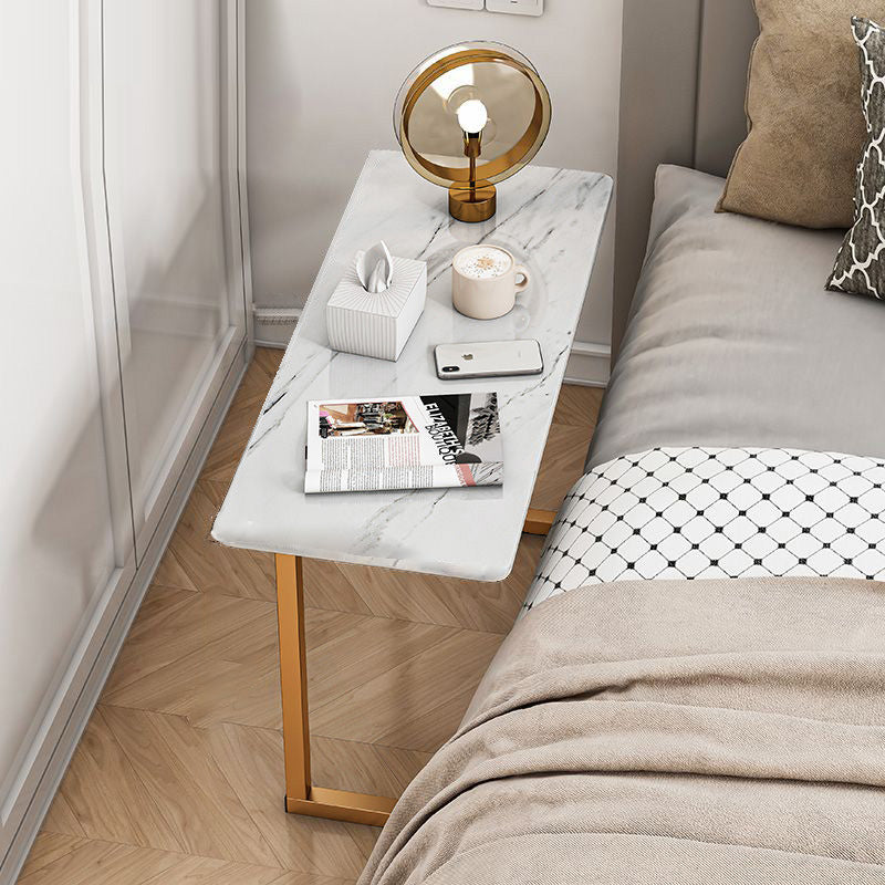 Scandinavian Stainless Steel Rectangular Side Table 4-Leg — B - Gold