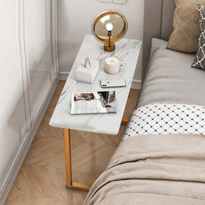 Scandinavian Stainless Steel Rectangular Side Table 4-Leg — B - Gold