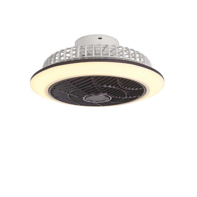 Minimalist Round Cage Iron Acrylic LED Flush Mount Fan Light