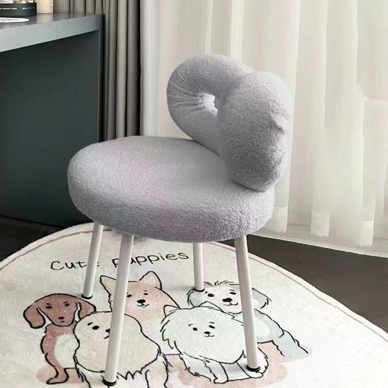 Minimalist Bow-Back Lambswool Steel Vanity Stool