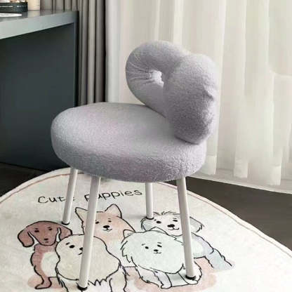 Minimalist Bow-Back Lambswool Steel Vanity Stool