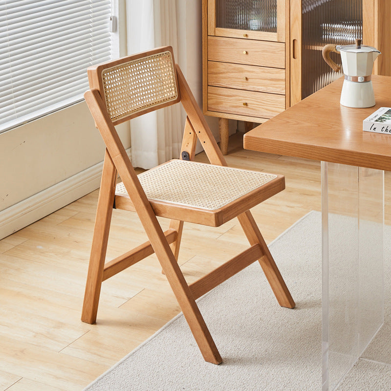 Vintage Rattan Rubberwood Dining Chair