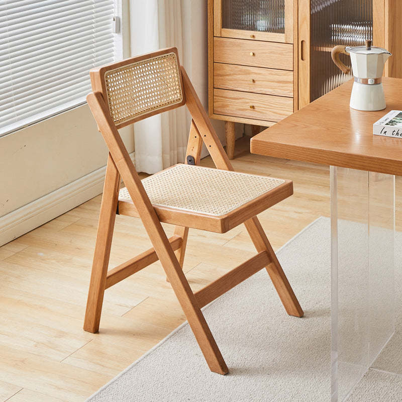 Vintage Rattan Rubberwood Dining Chair