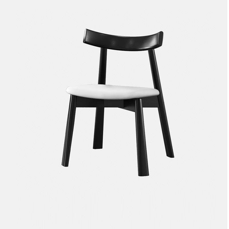 Nordic Upholstered Curved Leather Wood Dining Chair