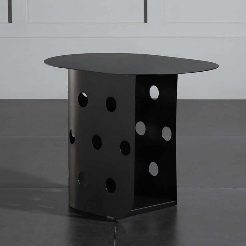 Nordic Oval Hollow Base Steel End Table — Black