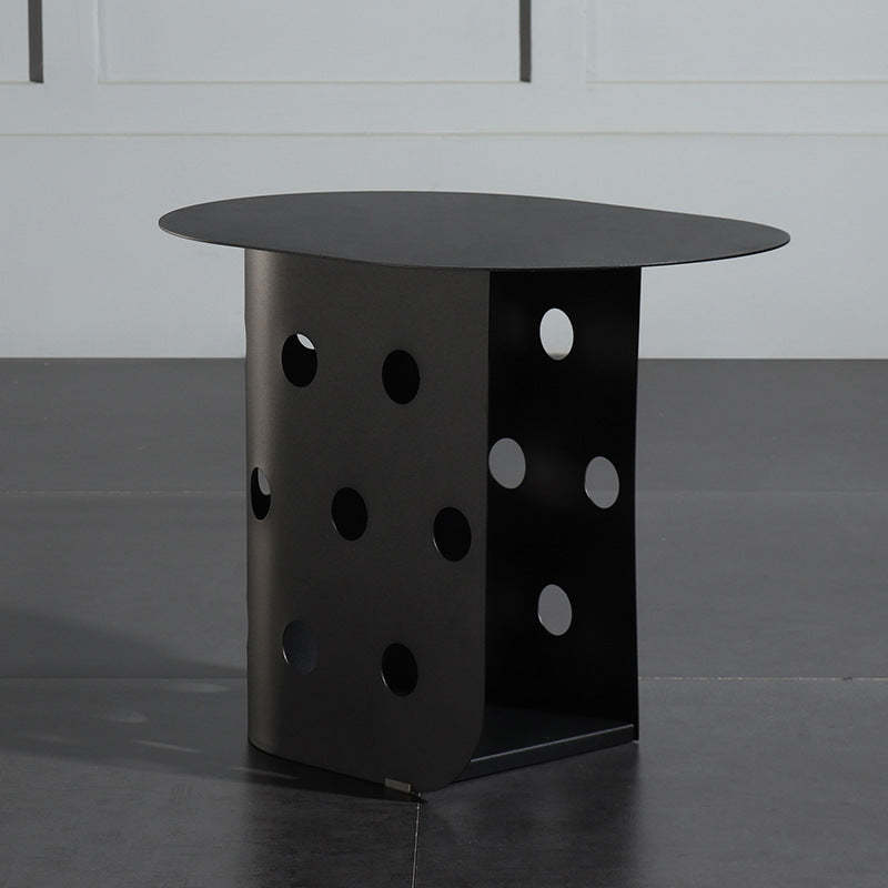 Nordic Oval Hollow Base Steel End Table — Black