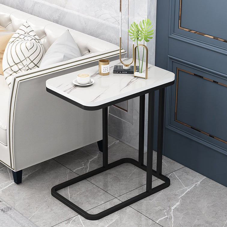 Minimalist Square Metal Panel End Table — A / White Tabletop - Black Frame