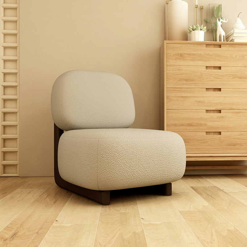 Nordic Lambswool Wooden Accent Chair — Gray