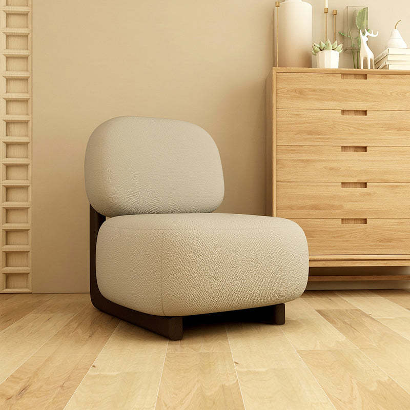 Nordic Lambswool Wooden Accent Chair — Gray