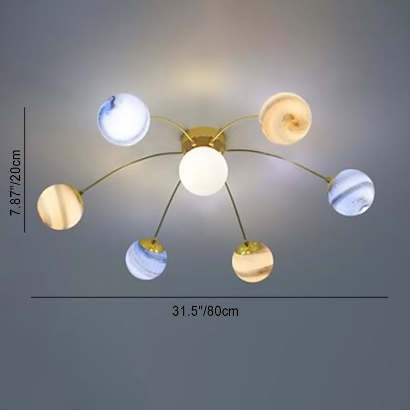 Contemporary Iron Starry Sky Moon Ceiling Light