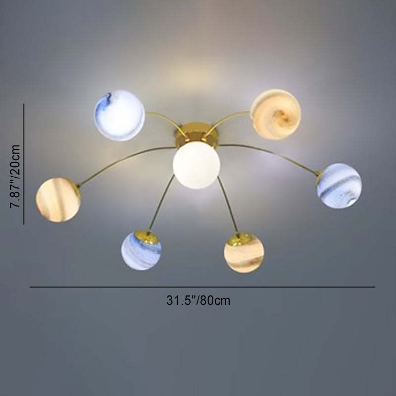 Contemporary Iron Starry Sky Moon Ceiling Light