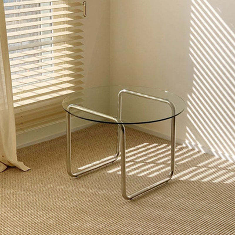 Minimalist Round Glass Steel Coffee Table