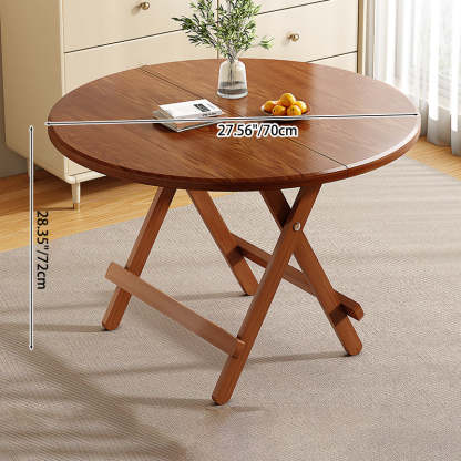 Scandinavian Round Wood 4-Seat Dining Table — Original Wood Color