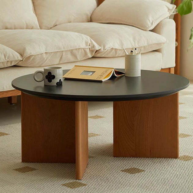 Nordic Rock Board Wood Coffee Table — Black Table Top