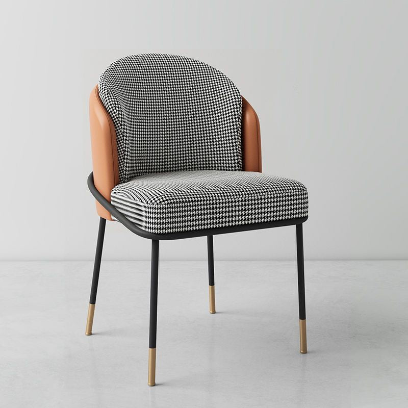 Nordic Leather Fabric Iron Wraparound Dining Chair