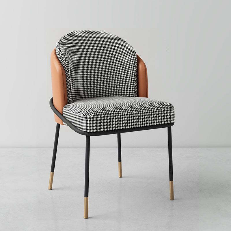 Nordic Leather Fabric Iron Wraparound Dining Chair