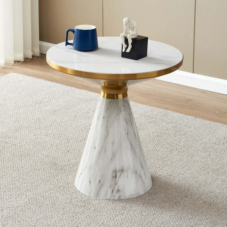 Modern Cone Rock Slab Steel Side Table — C