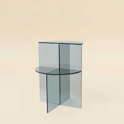 Scandinavian Acrylic Semicircle 2-Tier End Table