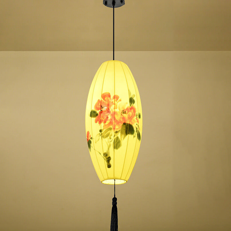 Oriental Handmade Oval Lantern Fabric Pendant