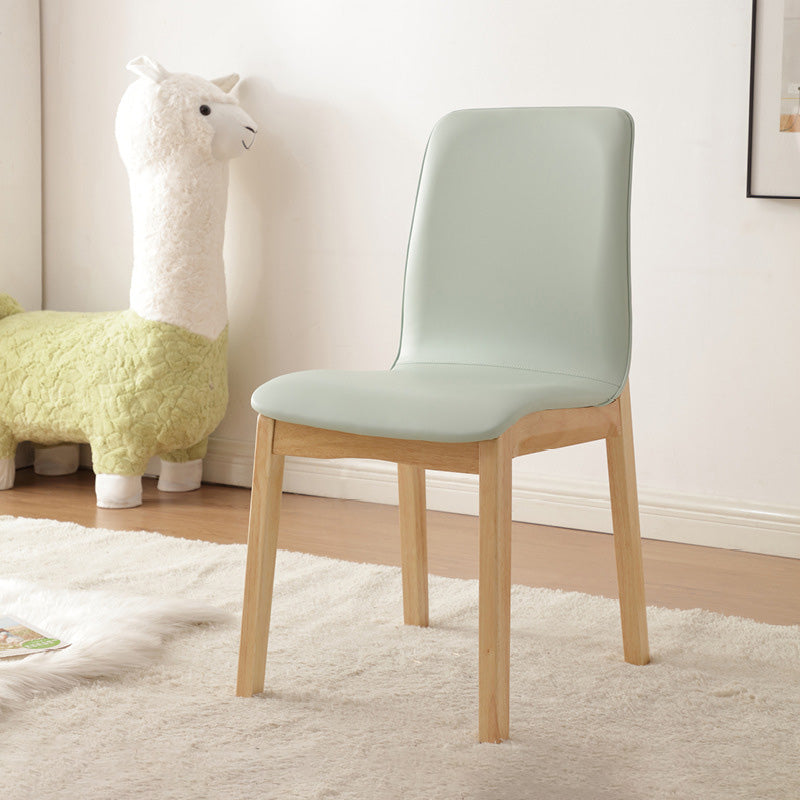 Nordic Leather Wood Frame Dining Chair — Pink + Original Wood Color Frame