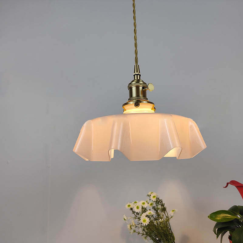 Japanese Cream Petal Glass Pendant Light