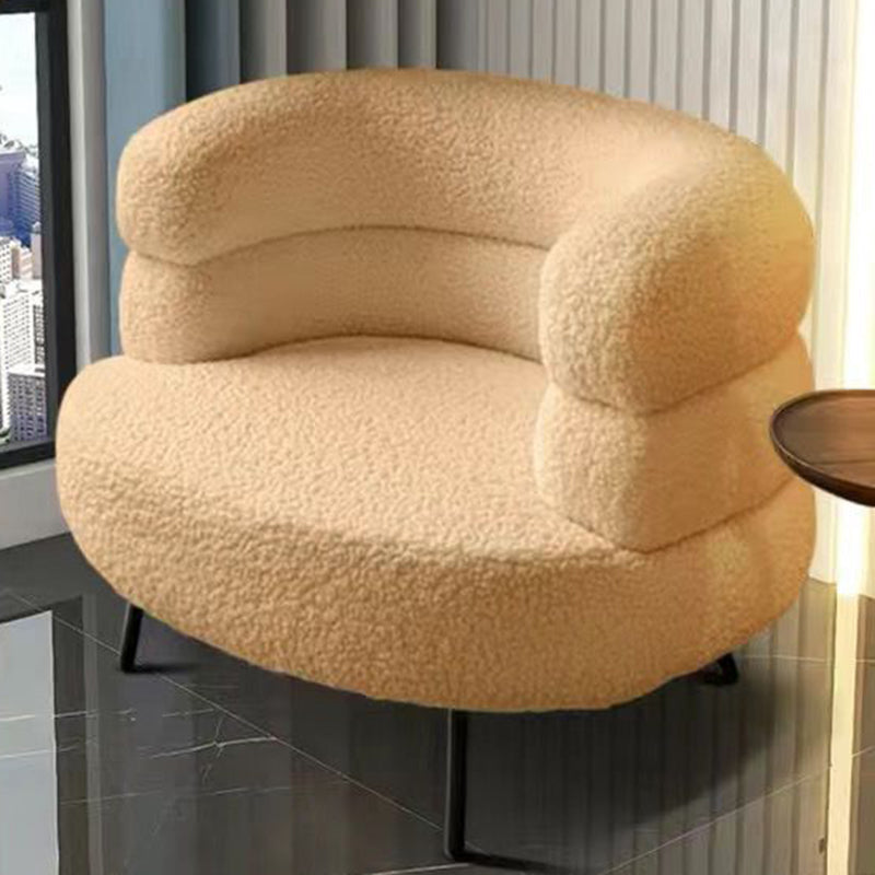 Nordic Round Lambswool Upholstered Vanity Stool — Khaki