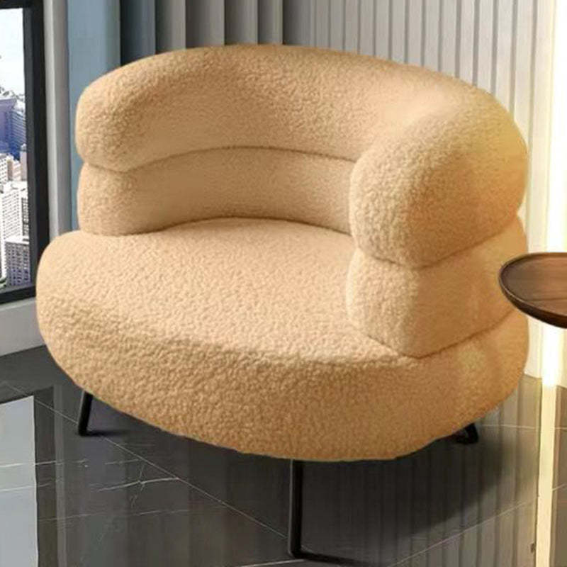 Nordic Round Lambswool Upholstered Vanity Stool — Khaki