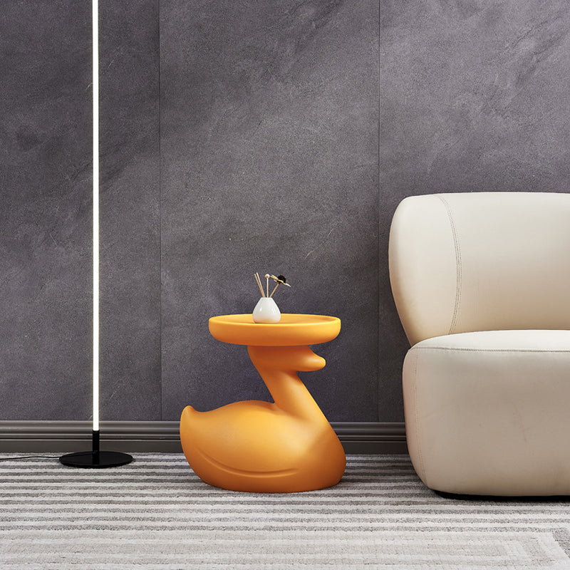 Contemporary Swan-Base Plastic Tray End Table — Brown