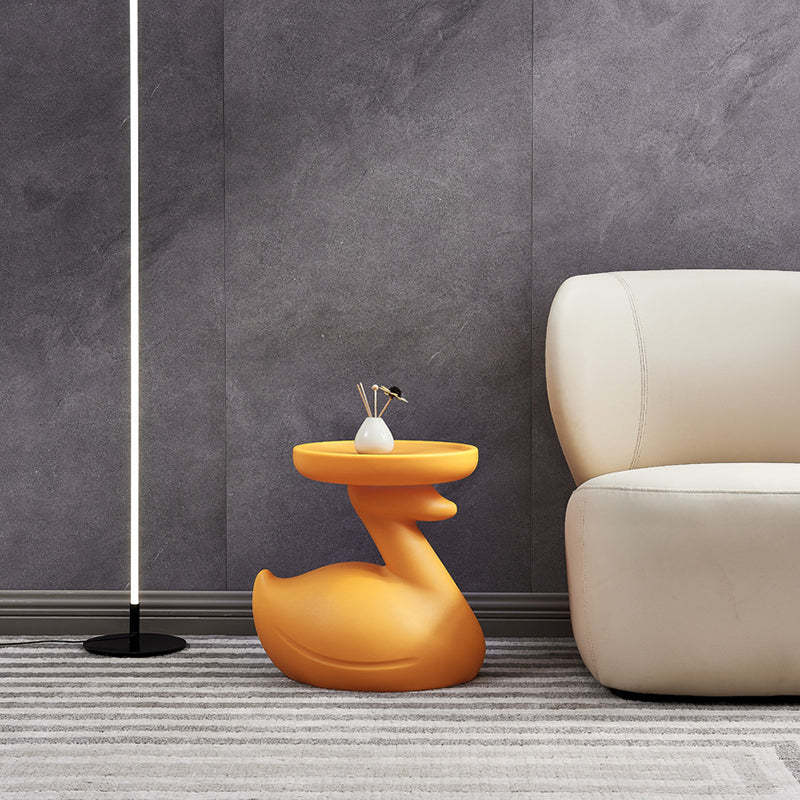 Contemporary Swan-Base Plastic Tray End Table — Brown
