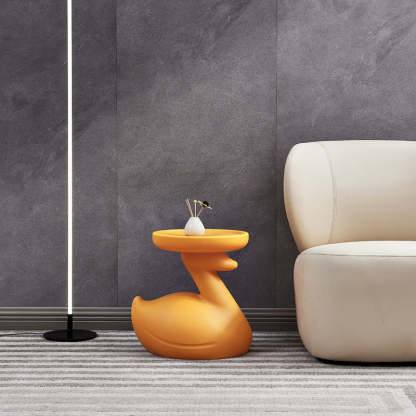 Contemporary Swan-Base Plastic Tray End Table — Brown