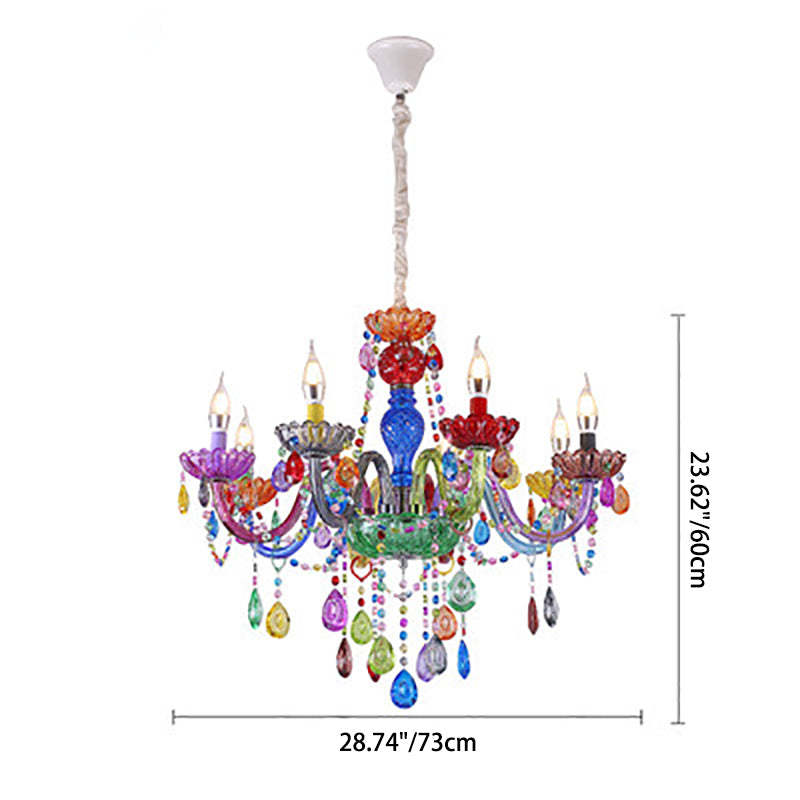 Modern Luxe Crown Iron Glass Crystal Chandelier