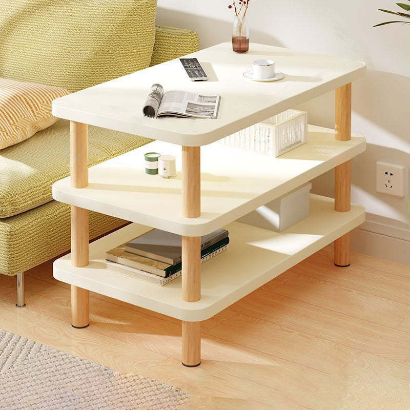 Traditional rectangular end white wood end & side tables — 3-Tier