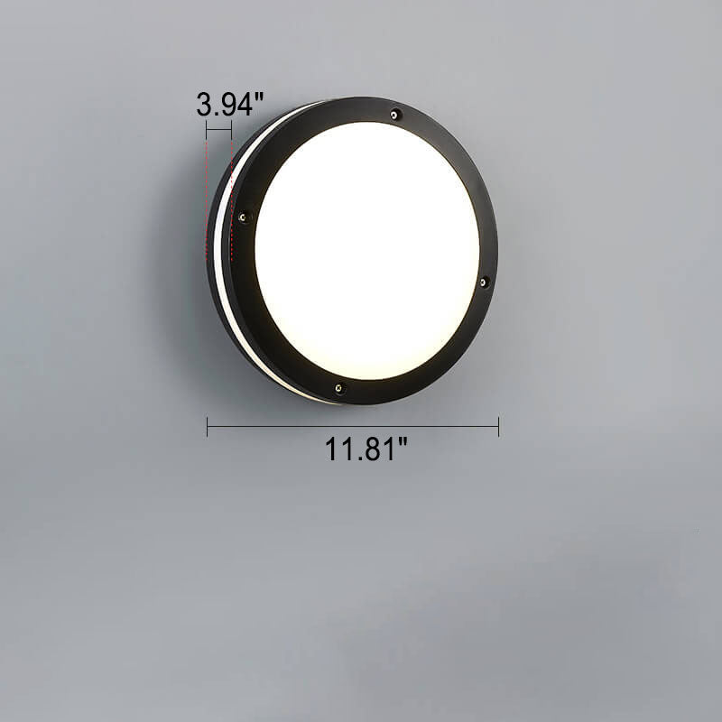 Round Outdoor Waterproof Aluminum Acrylic LED Flush Light — C / Warm Light (3000K) / 220V-240V For UK/AU